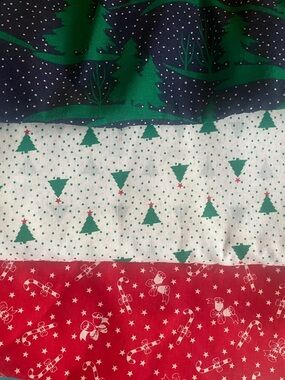 Xmas Fabric Lot - Festive Holiday Tree & Candy Cane Fabric Panels